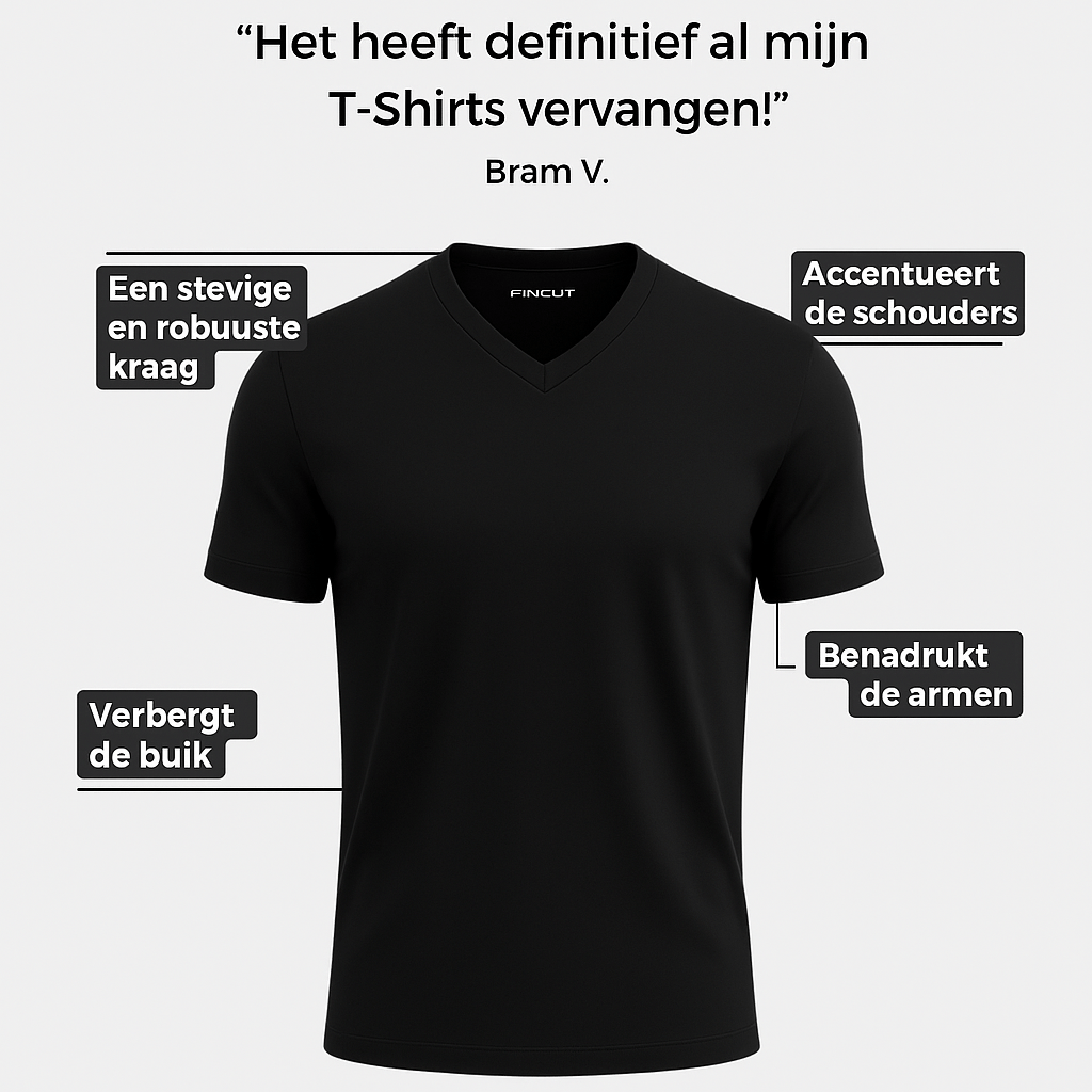 het V - hals t-shirt - Marineblauw - Fincut Netherlands
