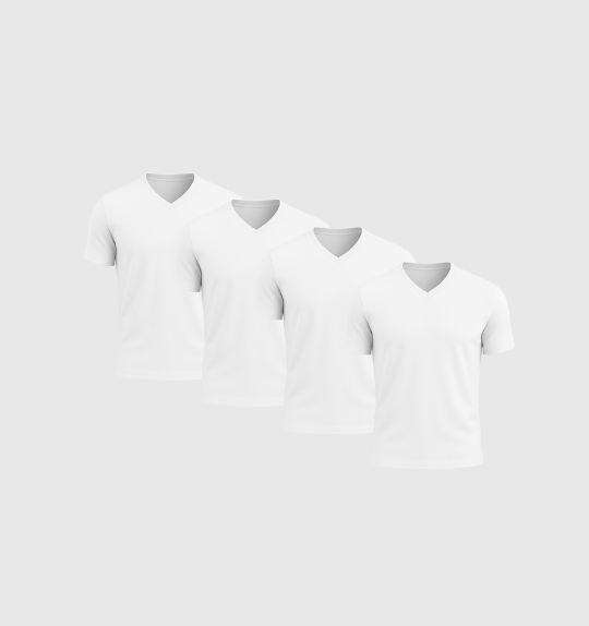 Pakket van 4 V - hals - Wit - Fincut Netherlands