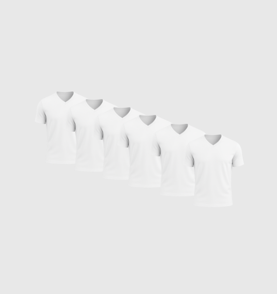 Pakket van 6 V - hals - Wit - Fincut Netherlands